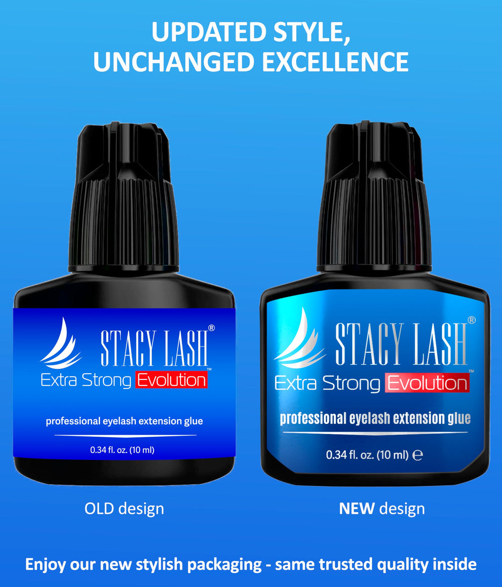 STACY LASH glue drop at nozzle illustrating fast 1–2 second dry