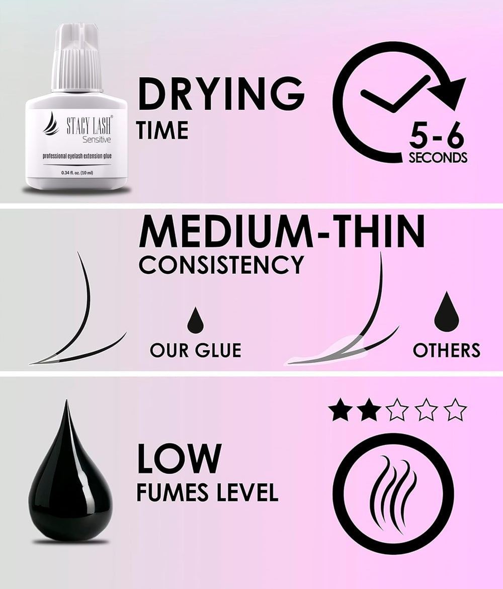 STACY LASH professional applying glue showing controlled, fast setting