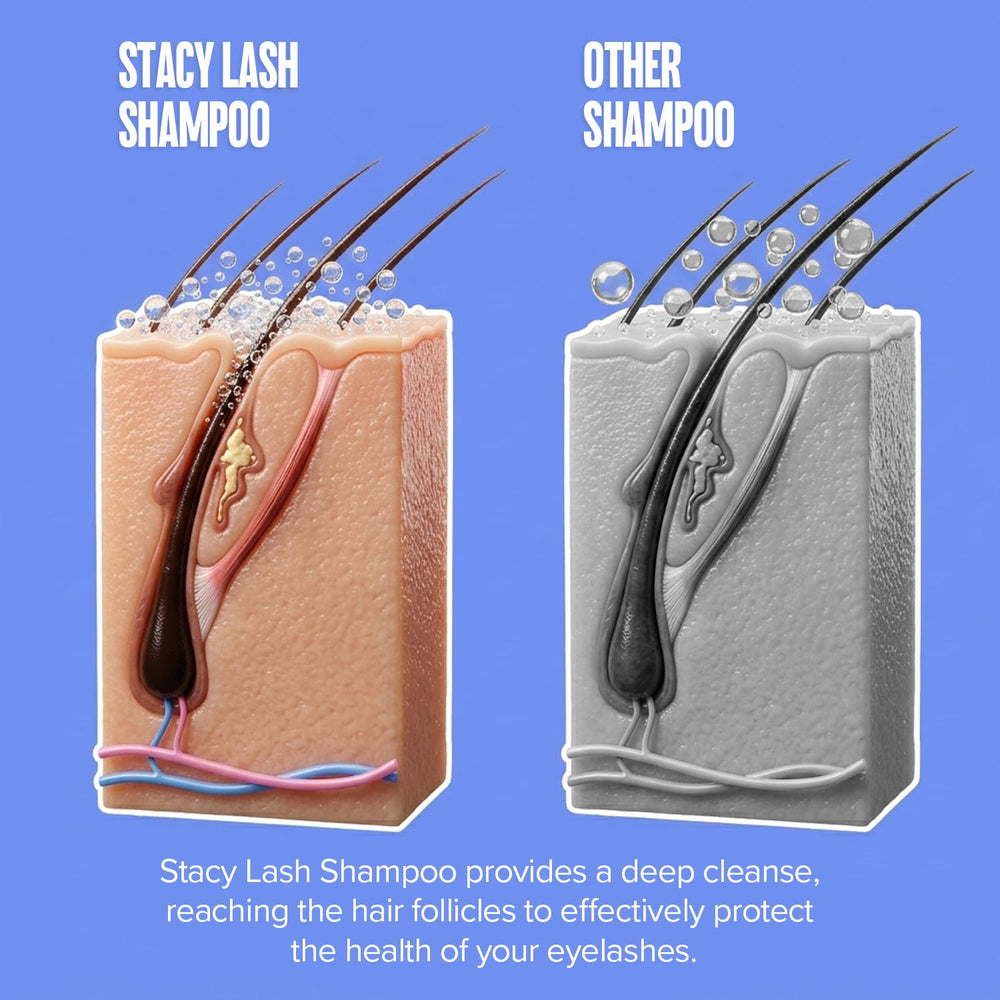 STACY LASH ingredient label view highlighting paraben-free, vegan benefit