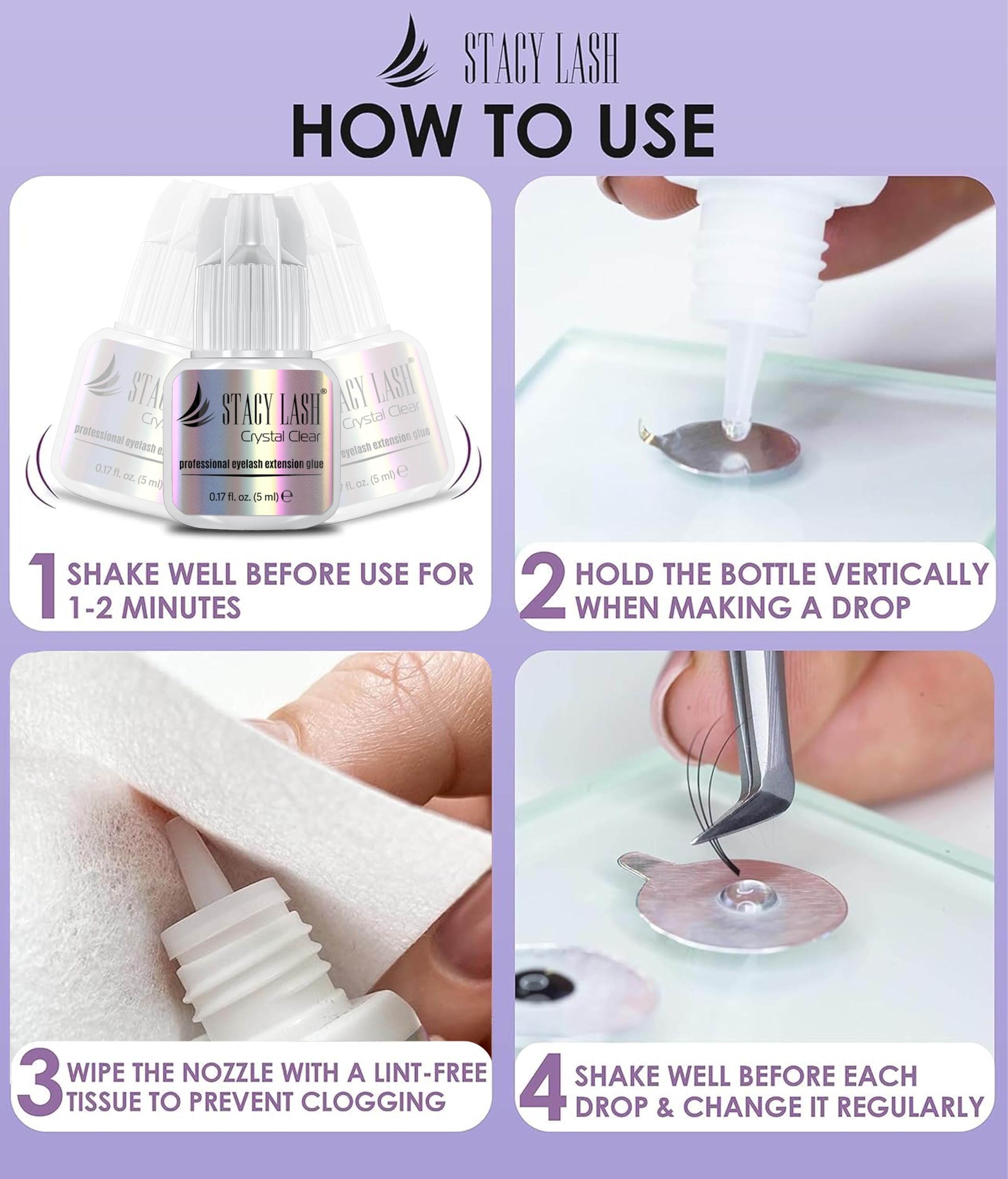 STACY LASH sealed packaging preserving glue freshness and performance