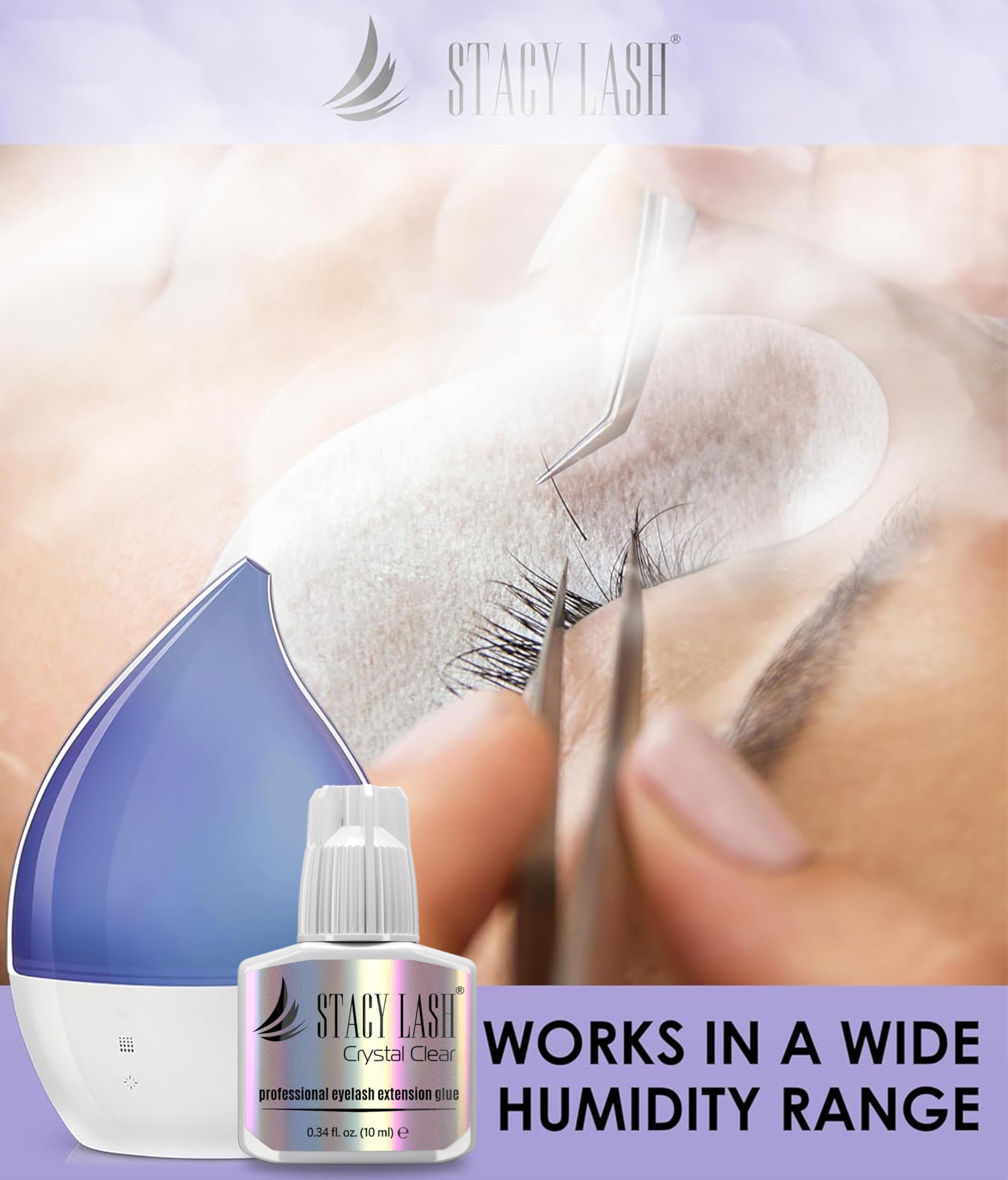 STACY LASH beside a ruler to show 10ml size and compact professional storage