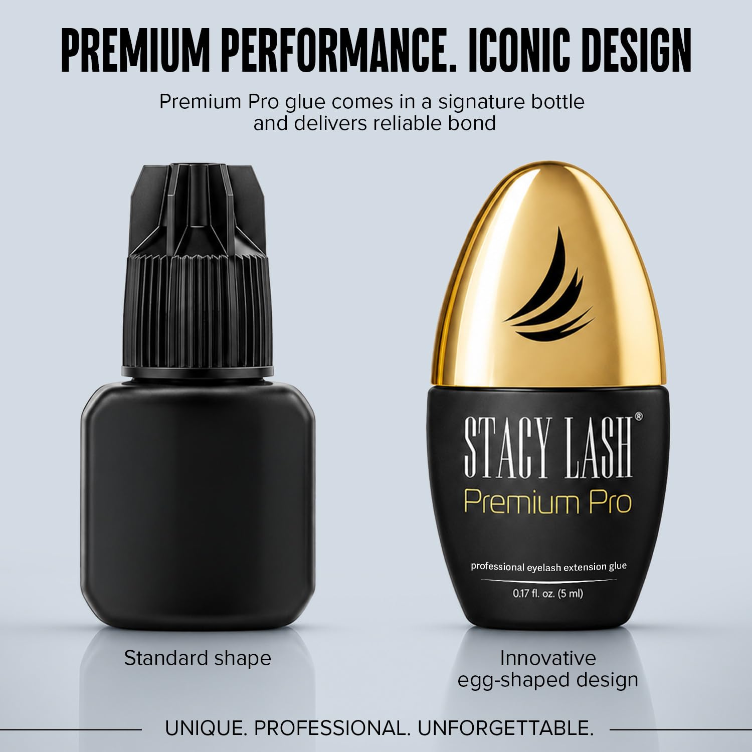 STACY LASH close-up of upgraded airtight bottle neck preserving adhesive freshness
