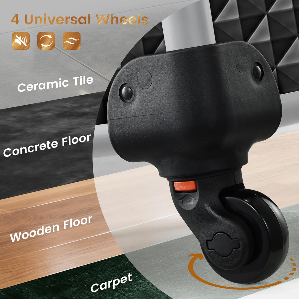 Stagiant detachable wheels detail allowing simple maintenance and replacement