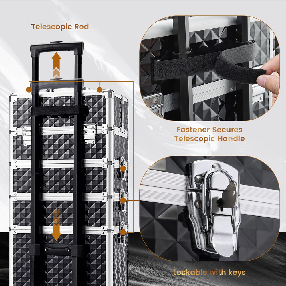 Stagiant top compartment used as makeup bag for quick on-site application