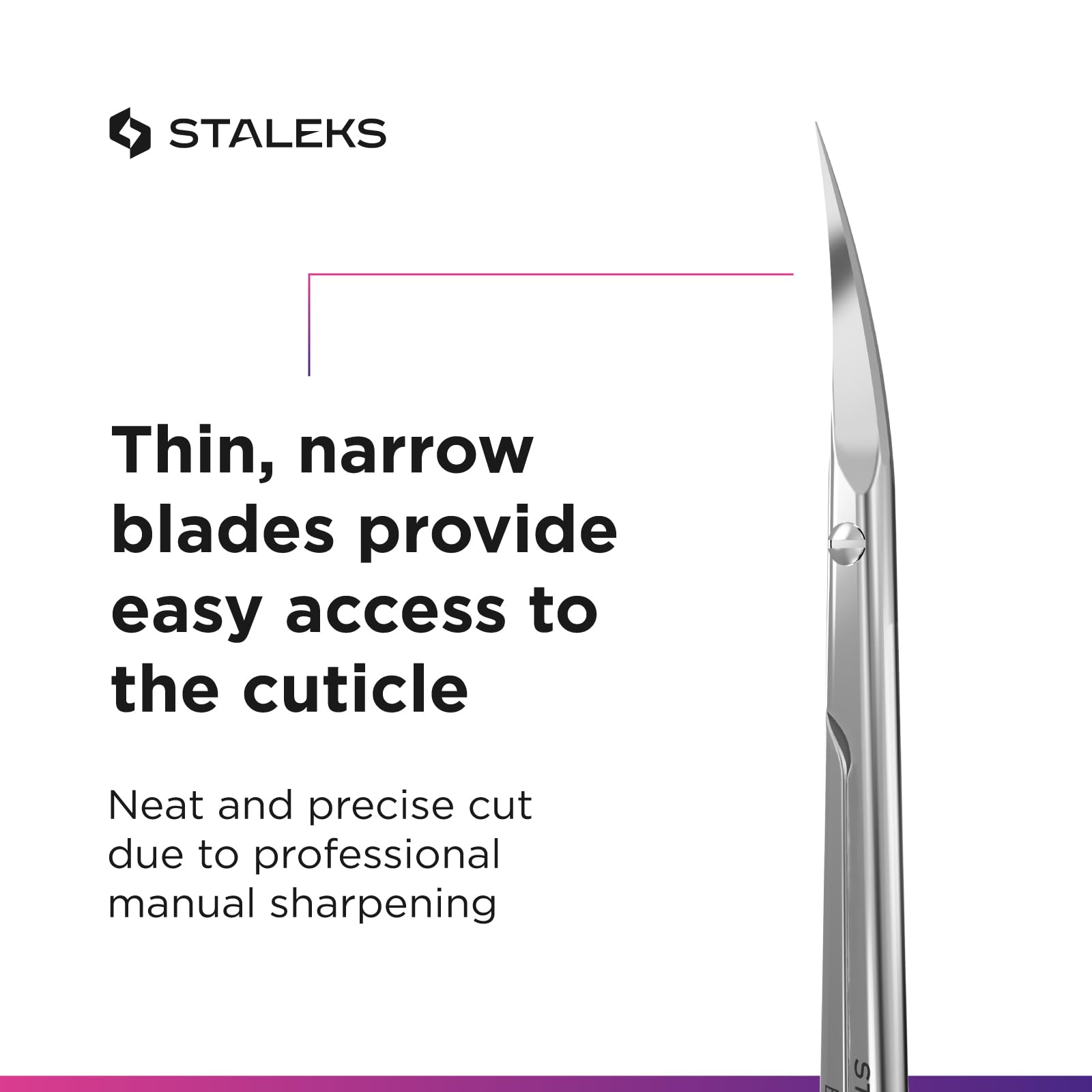 Staleks in use on cuticle demonstrating clear visibility and accuracy
