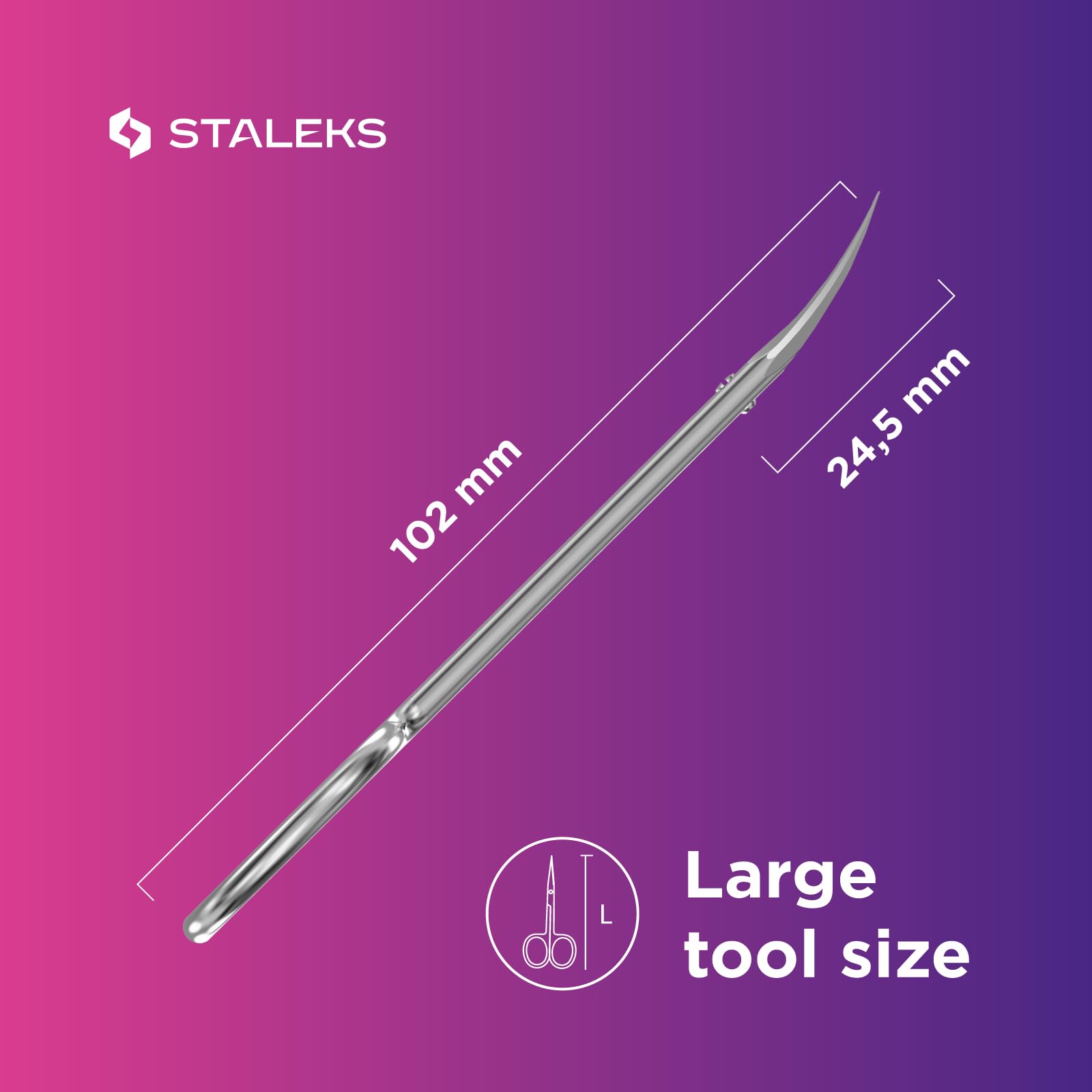 Staleks next to ruler emphasizing 24.5 mm blade precision measurement