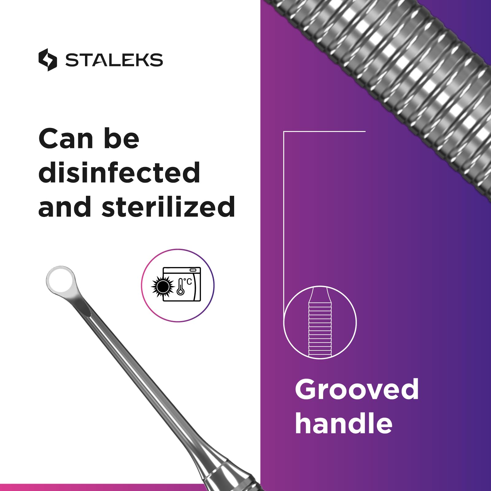 Staleks instrument in use by manicurist demonstrating controlled cuticle prep benefit