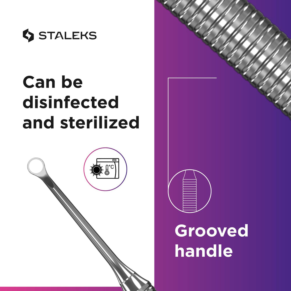 Staleks instrument in use by manicurist demonstrating controlled cuticle prep benefit