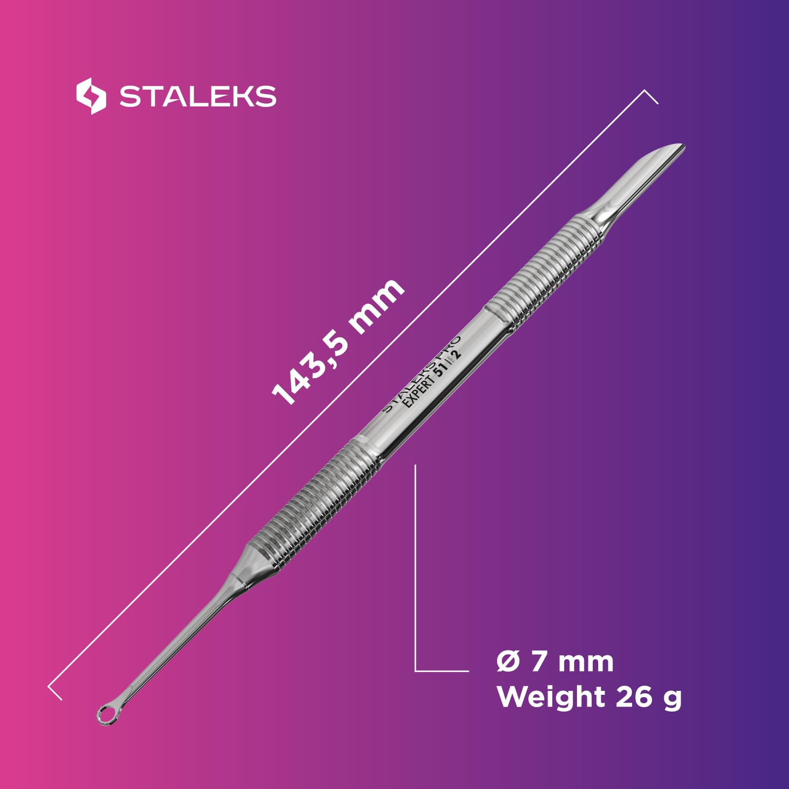 Staleks size comparison next to ruler to show tool length and working-end scale
