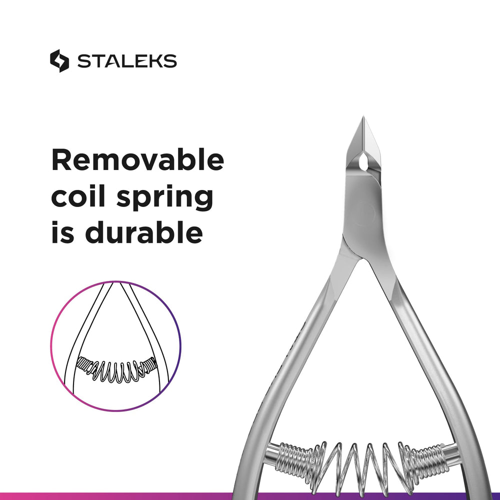 Staleks tool laid with sterilization tray indicating corrosion-resistant stainless steel suitable for disinfection