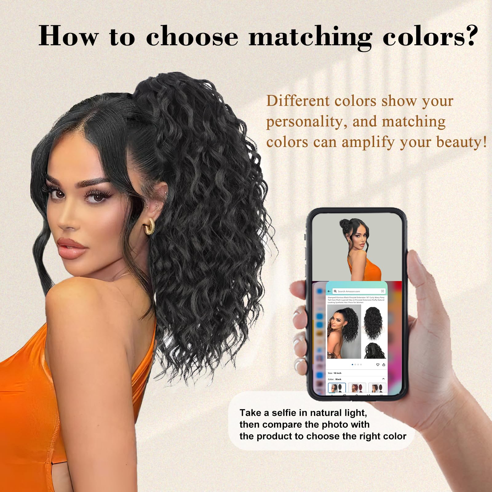 Stamped Glorious ponytail hanging to display post-care shape-preserving storage