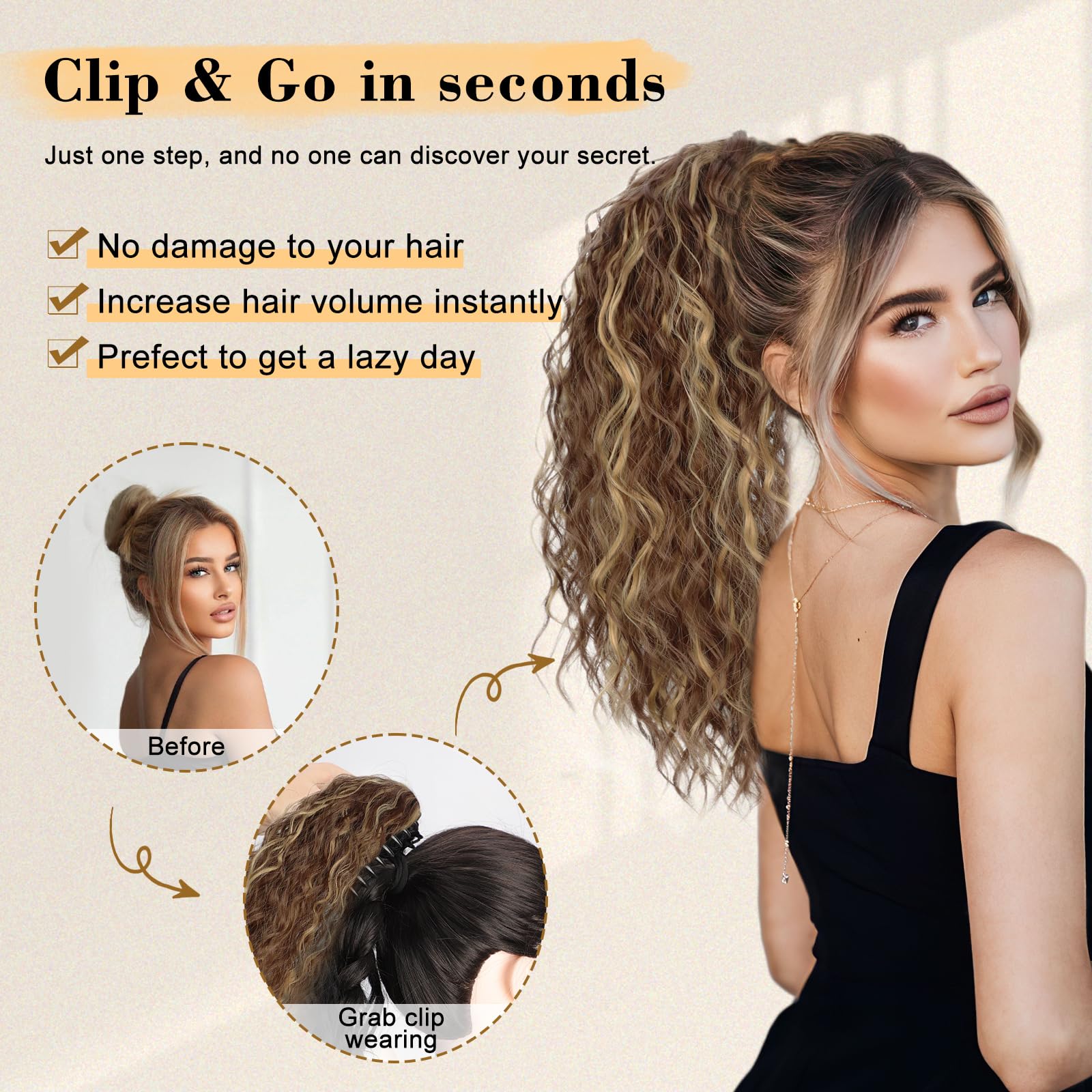 Stamped Glorious layered tail profile showing volume and tangle resistance