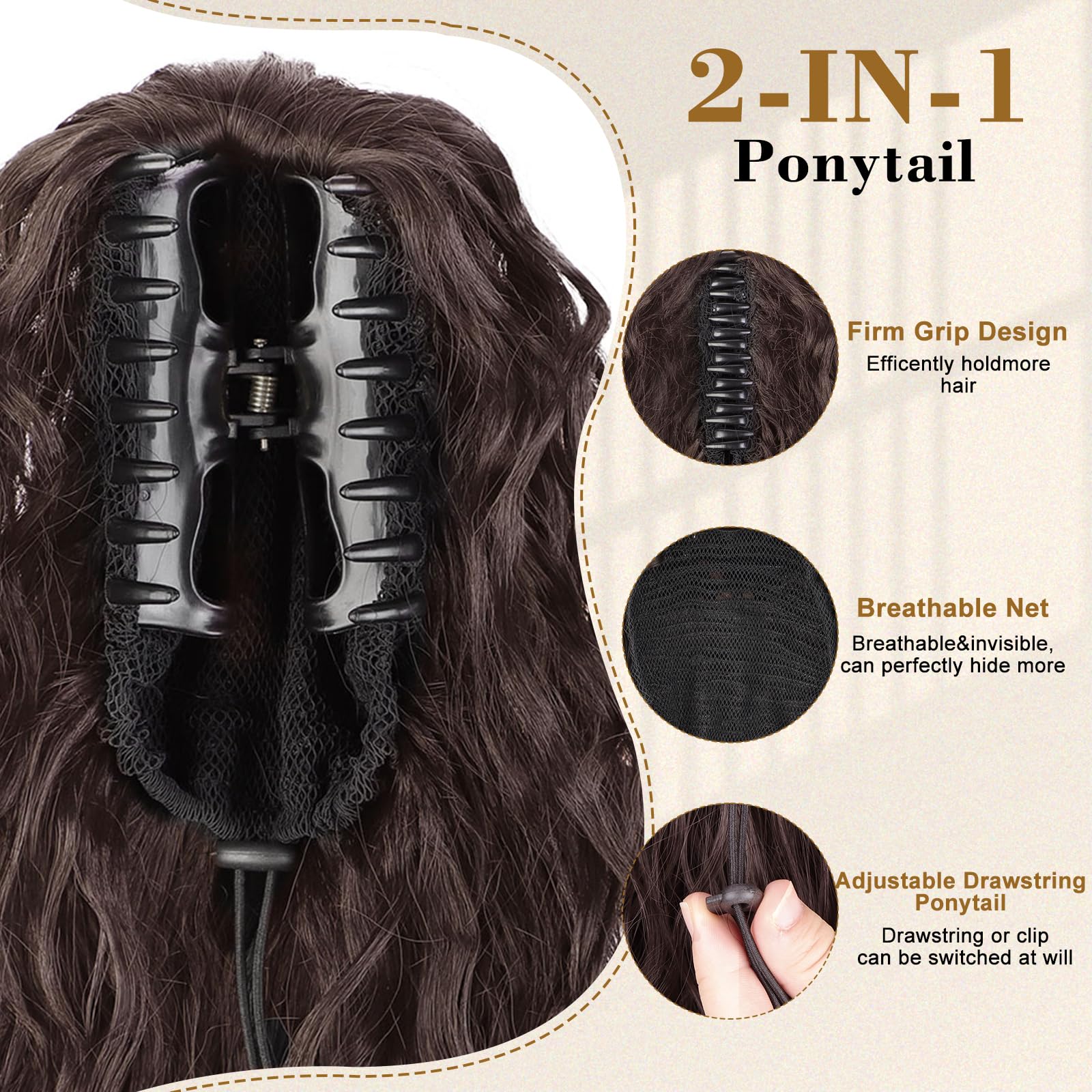 Stamped Glorious side profile of wearer highlighting added volume and length