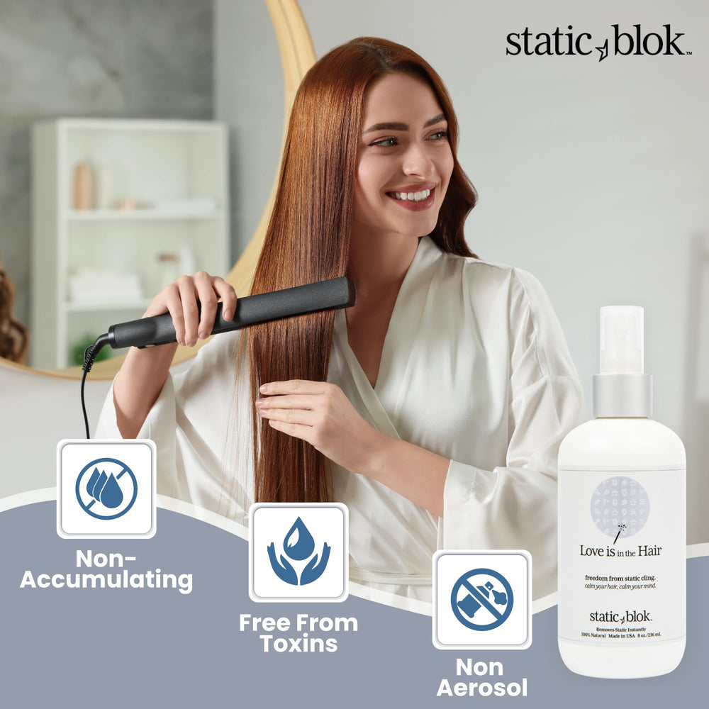 Static Blok used on a hat preventing static transfer to hair and clothing
