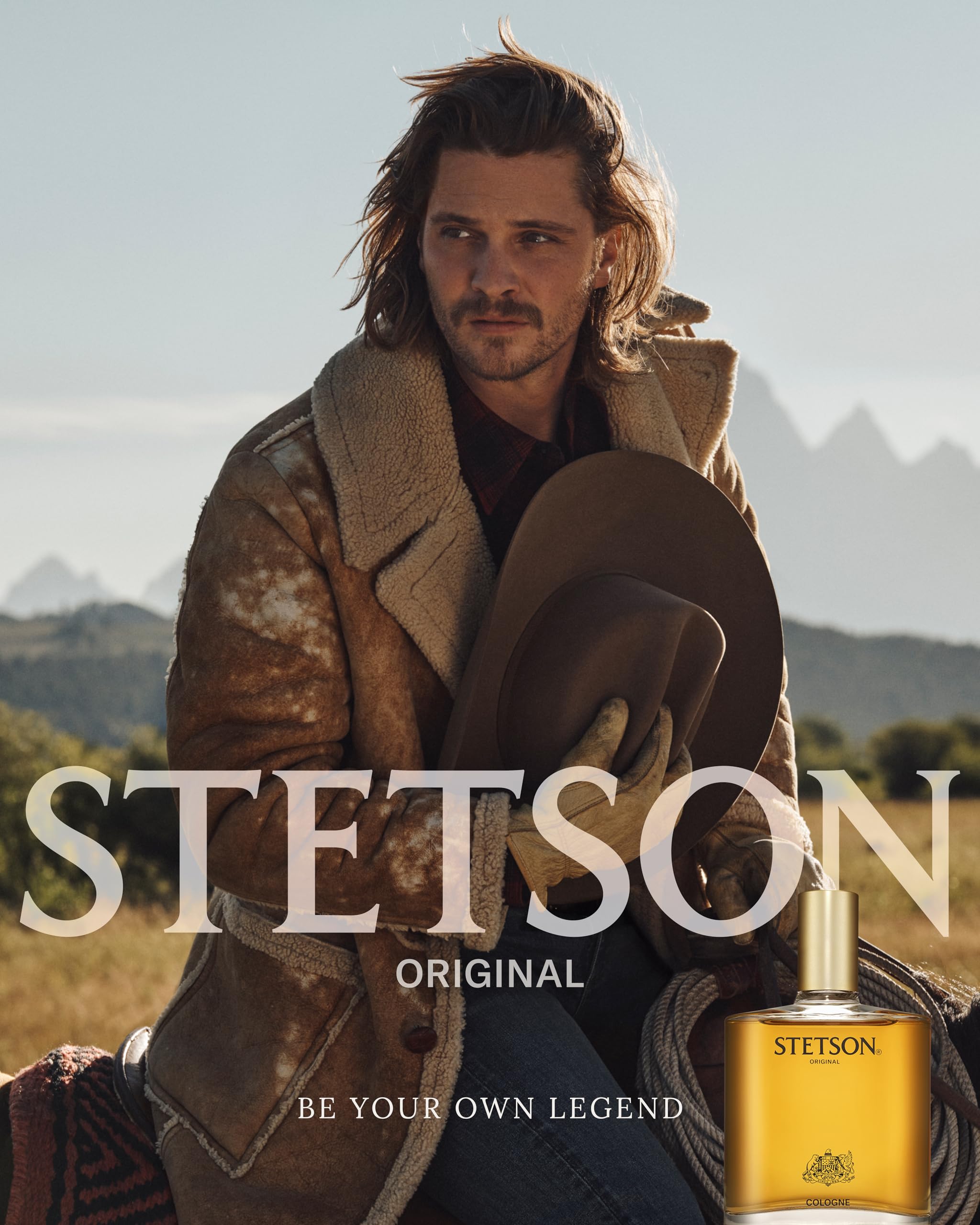 Stetson cologne being sprayed on wrist showing easy, controlled application