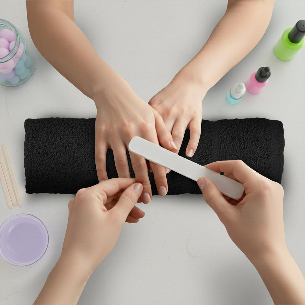 STF Linen towel used to blot wet hair offering fast drying benefit