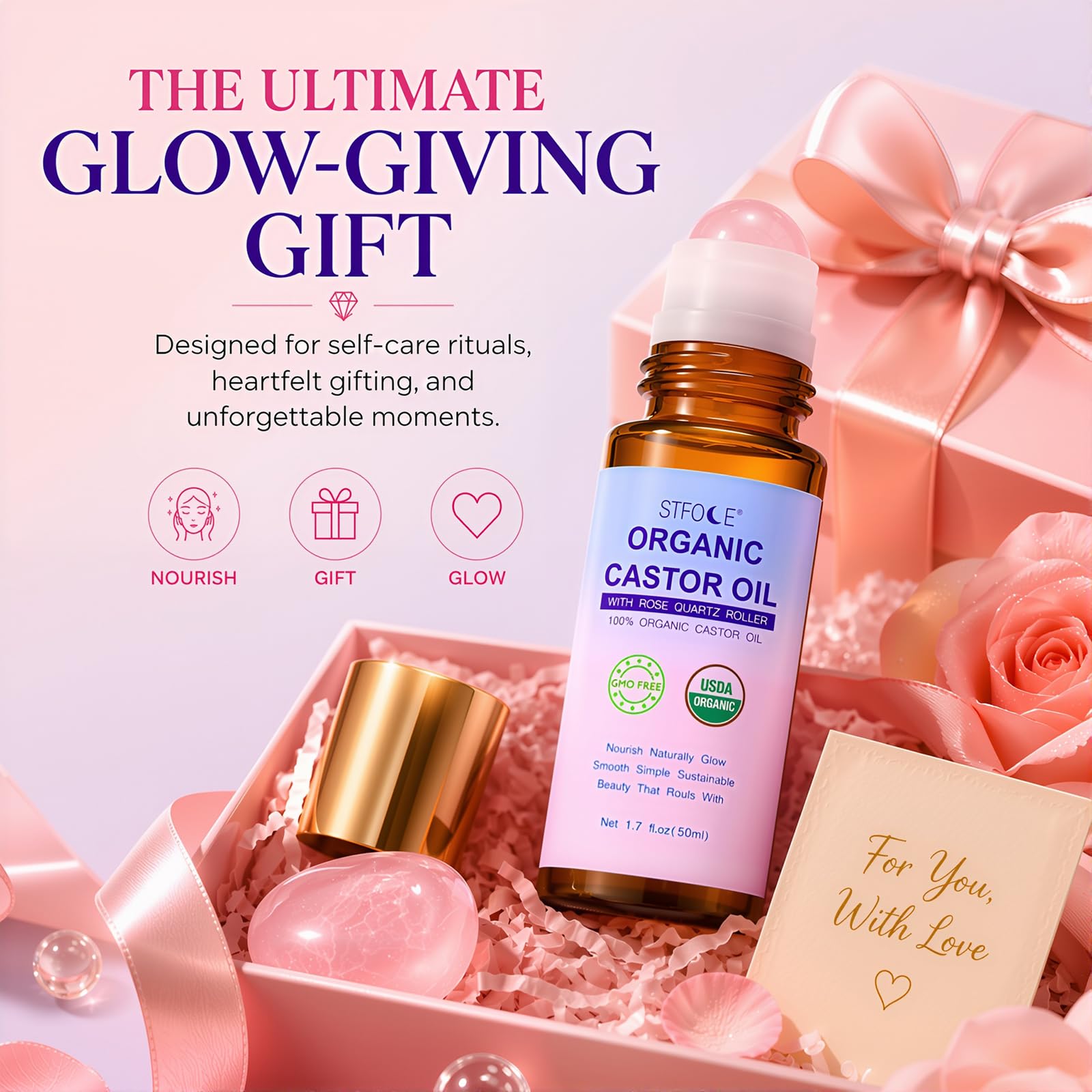 STFOCE bottle on nightstand illustrating simple bedtime self-care routine