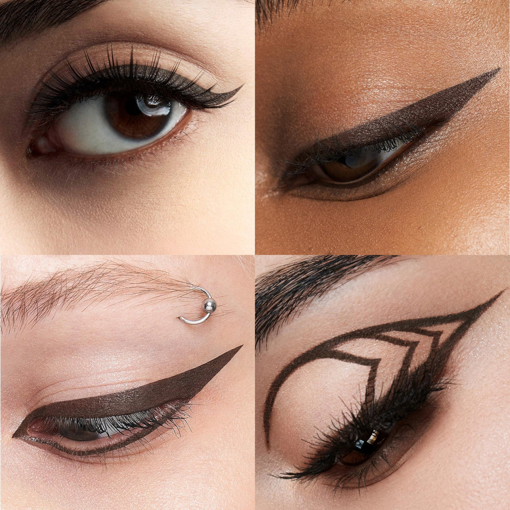 stila application on eye showing precise wing and defined lash base