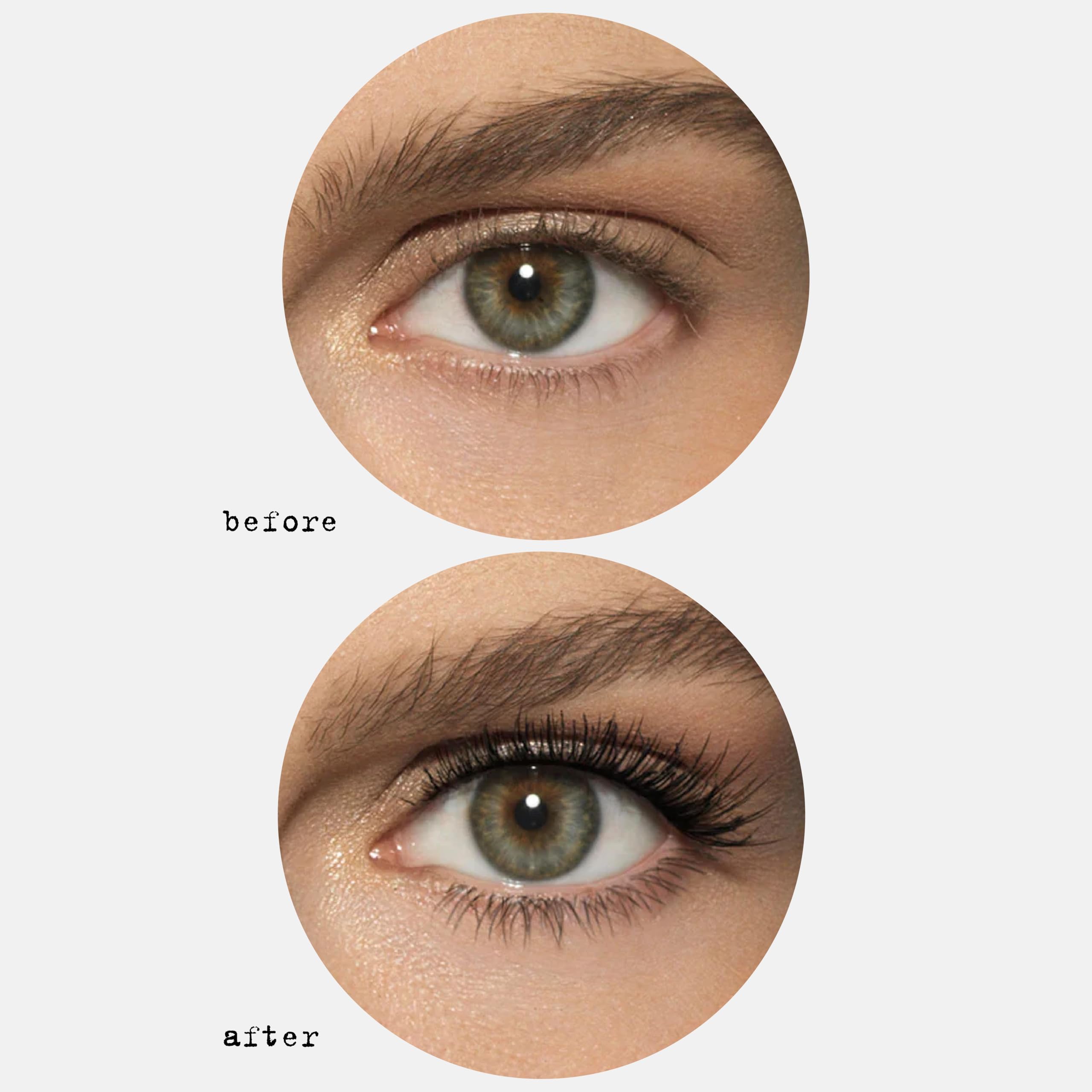 stila HUGE mascara before and after lashes showing lift, length, volume