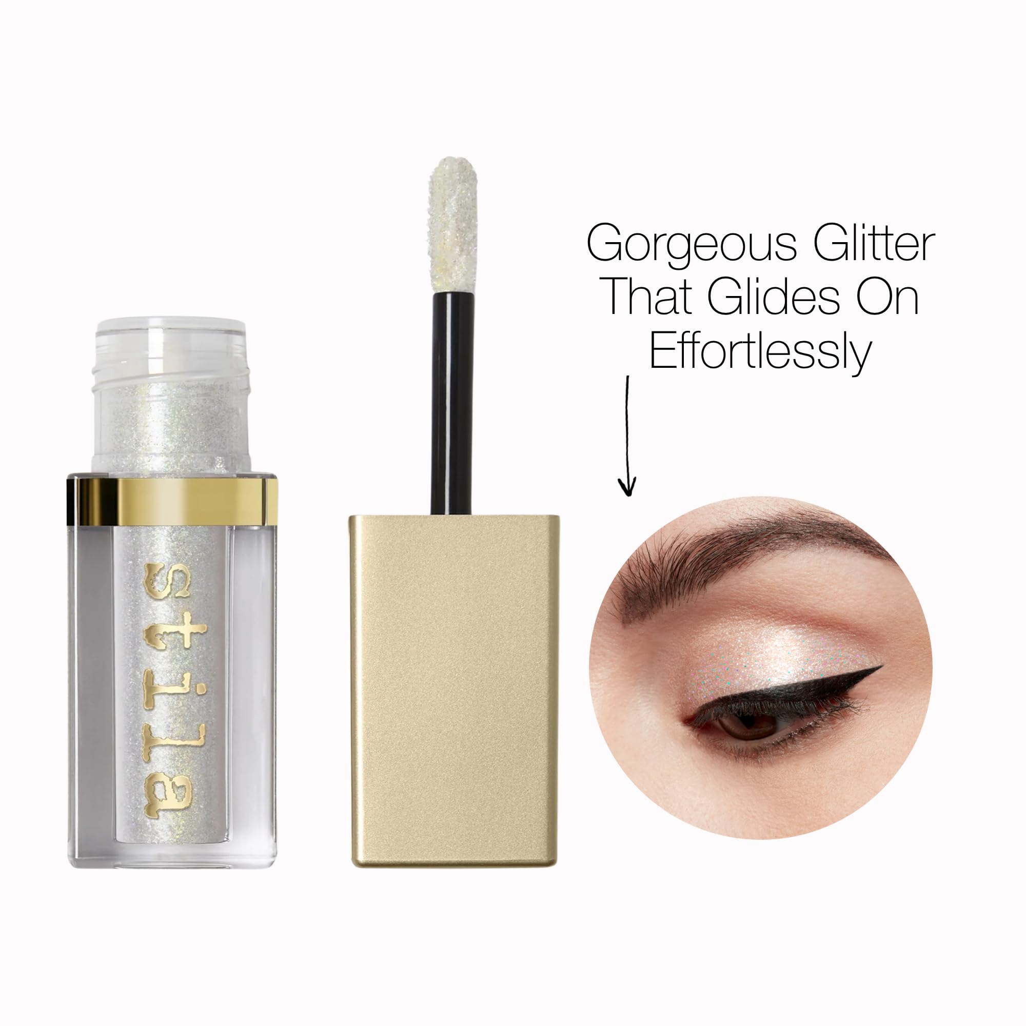 stila close-up of liquid texture showing smooth shimmer for intense metallic payoff