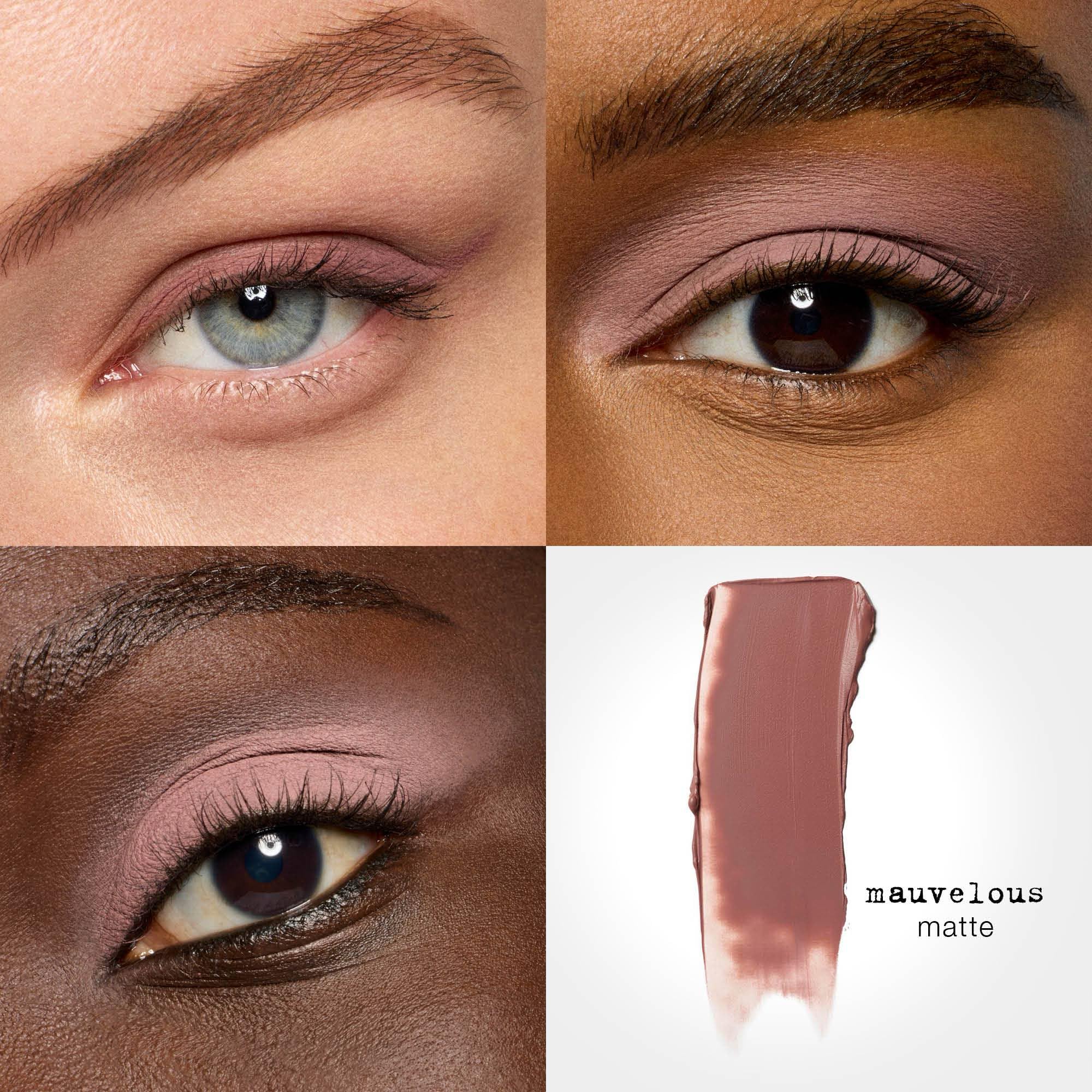 stila mauvelous matte swatch on skin illustrating true matte color payoff and buildable coverage