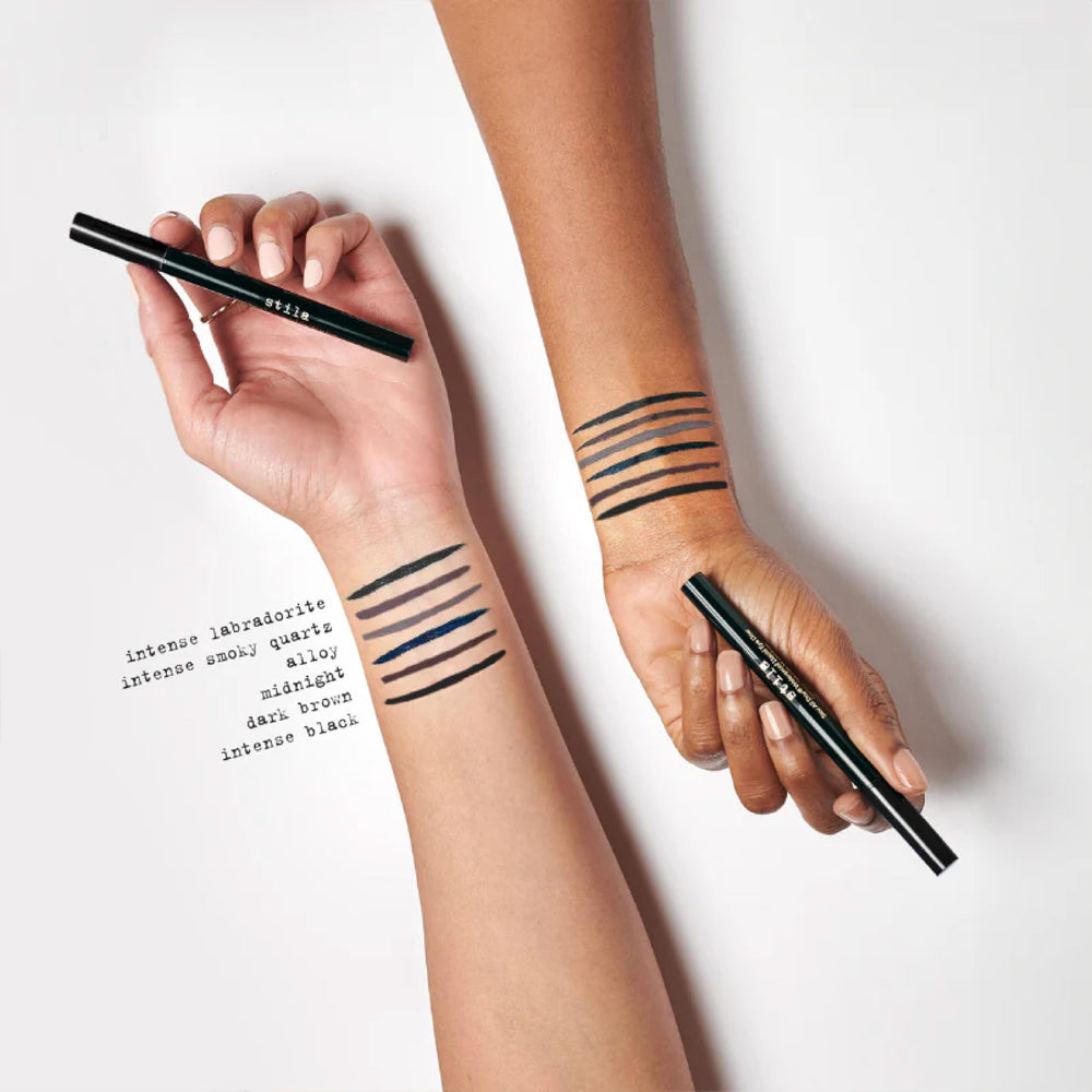 stila swatch dark brown stroke demonstrating rich pigment and satin finish