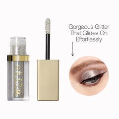 stila texture swatch on skin showing glitter payoff and smooth laydown