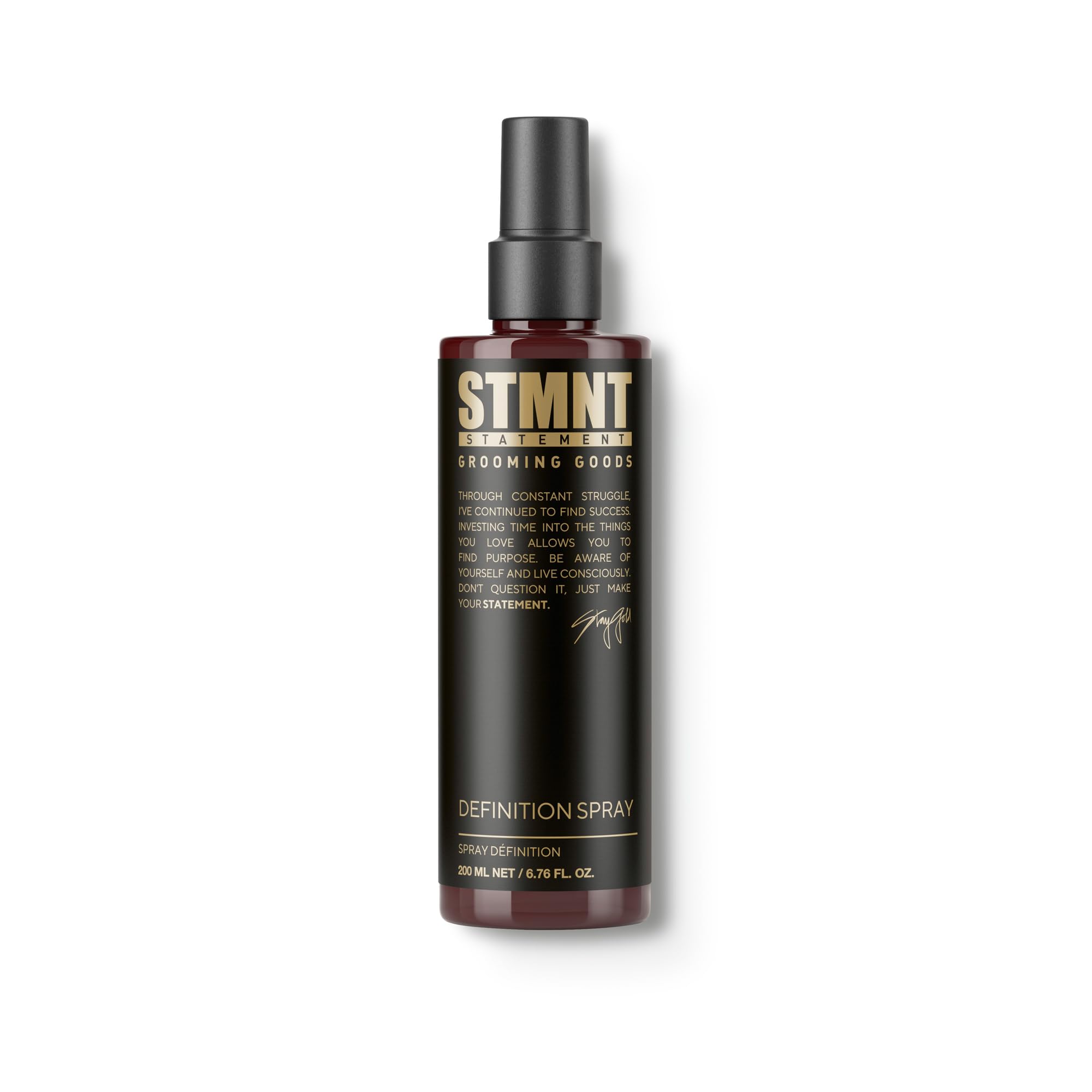 STMNT definition spray front packaging shows bottle and label benefit