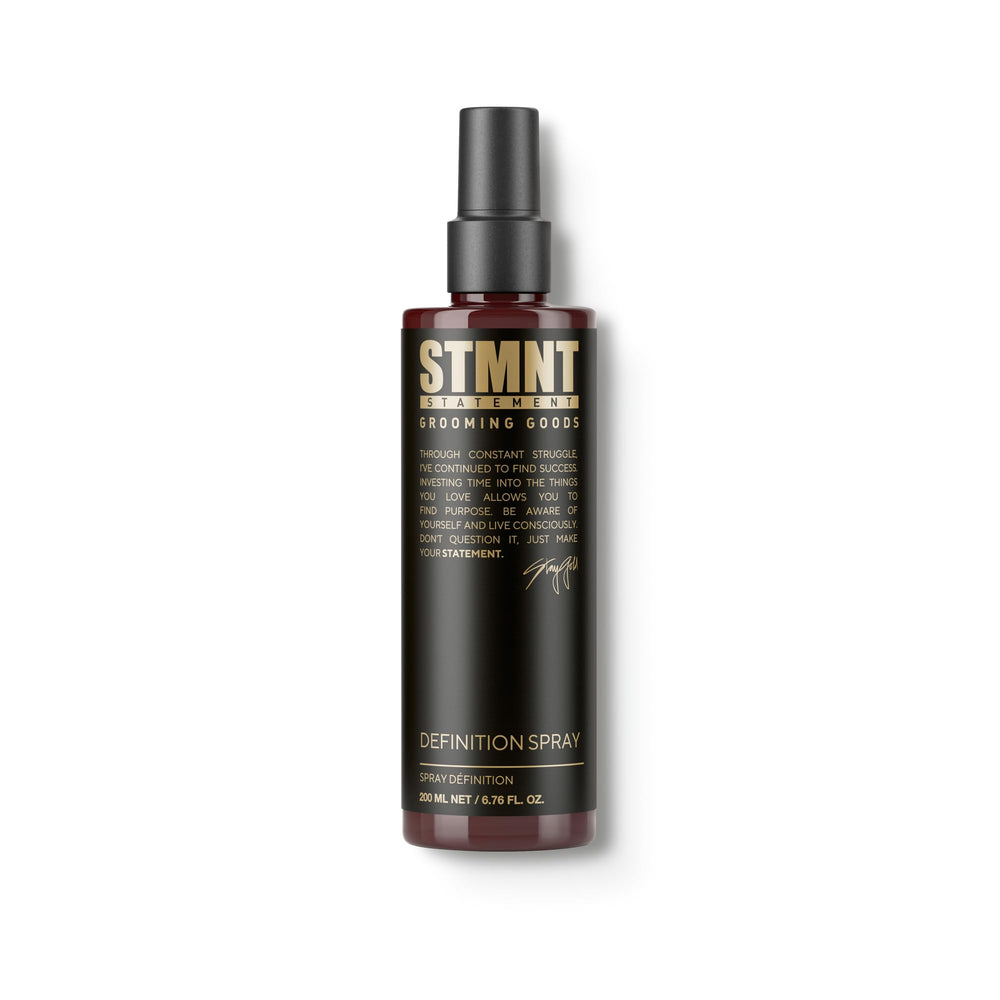 STMNT definition spray front packaging shows bottle and label benefit