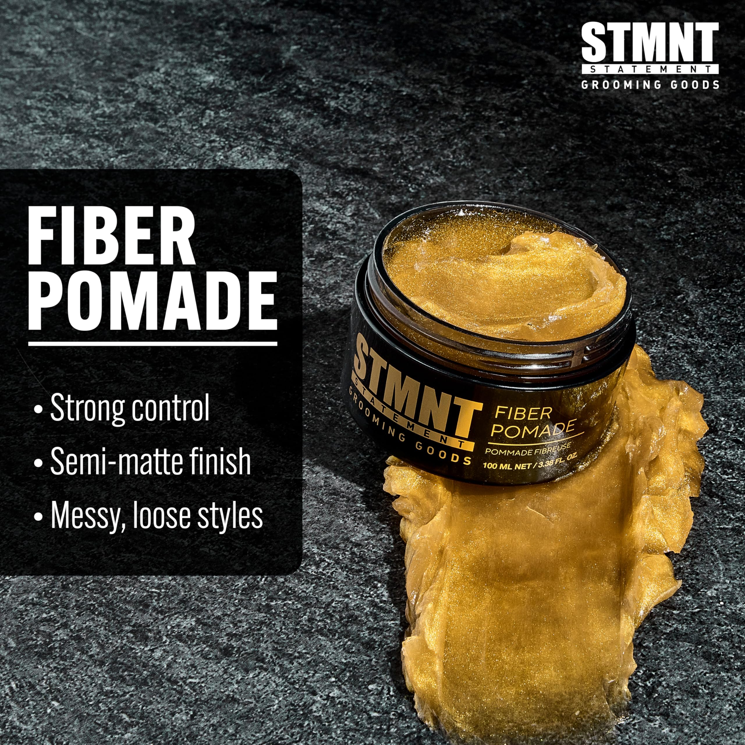 STMNT pomade on hands being worked in for easy application benefit
