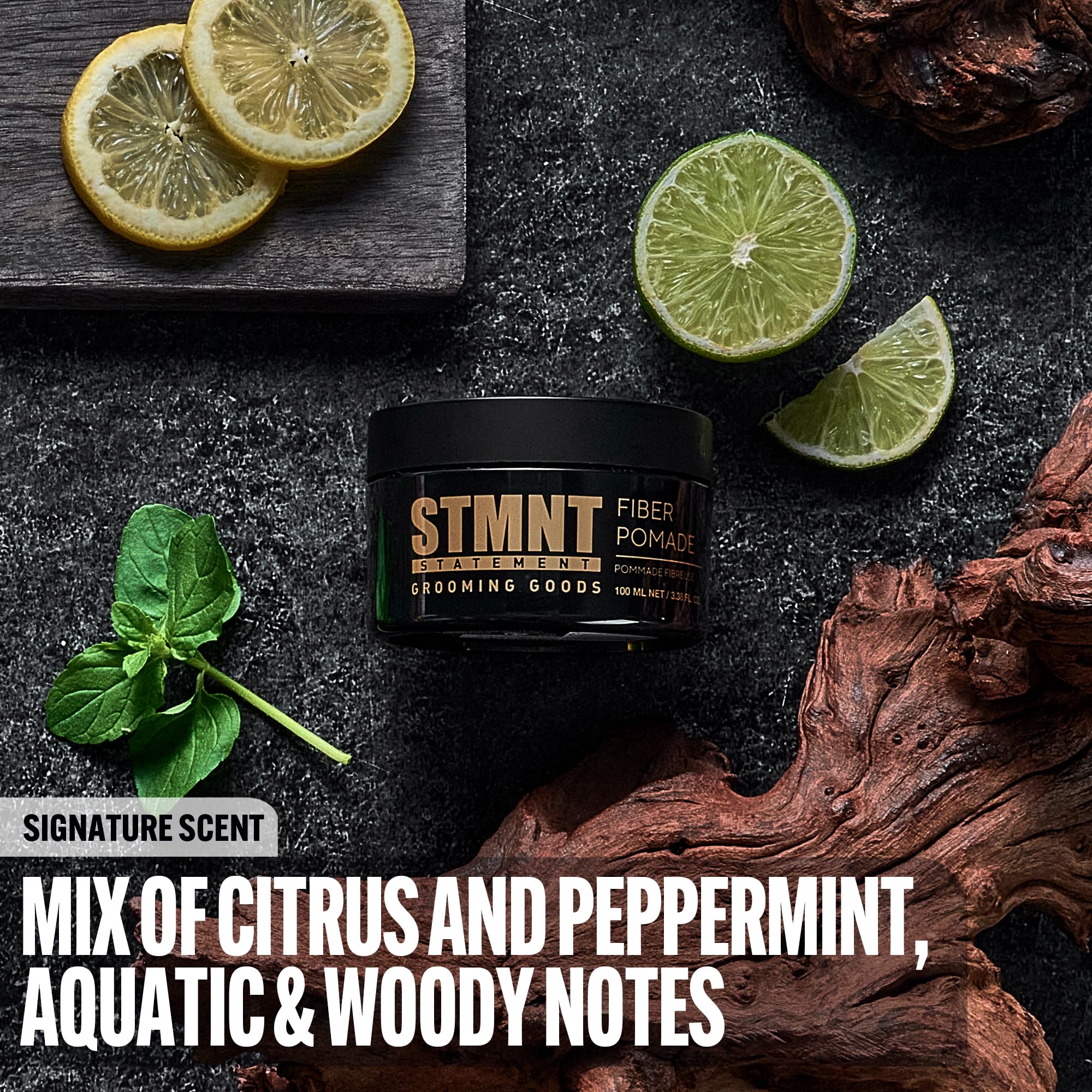 STMNT close-up of pomade texture demonstrating pliable fibers for separation