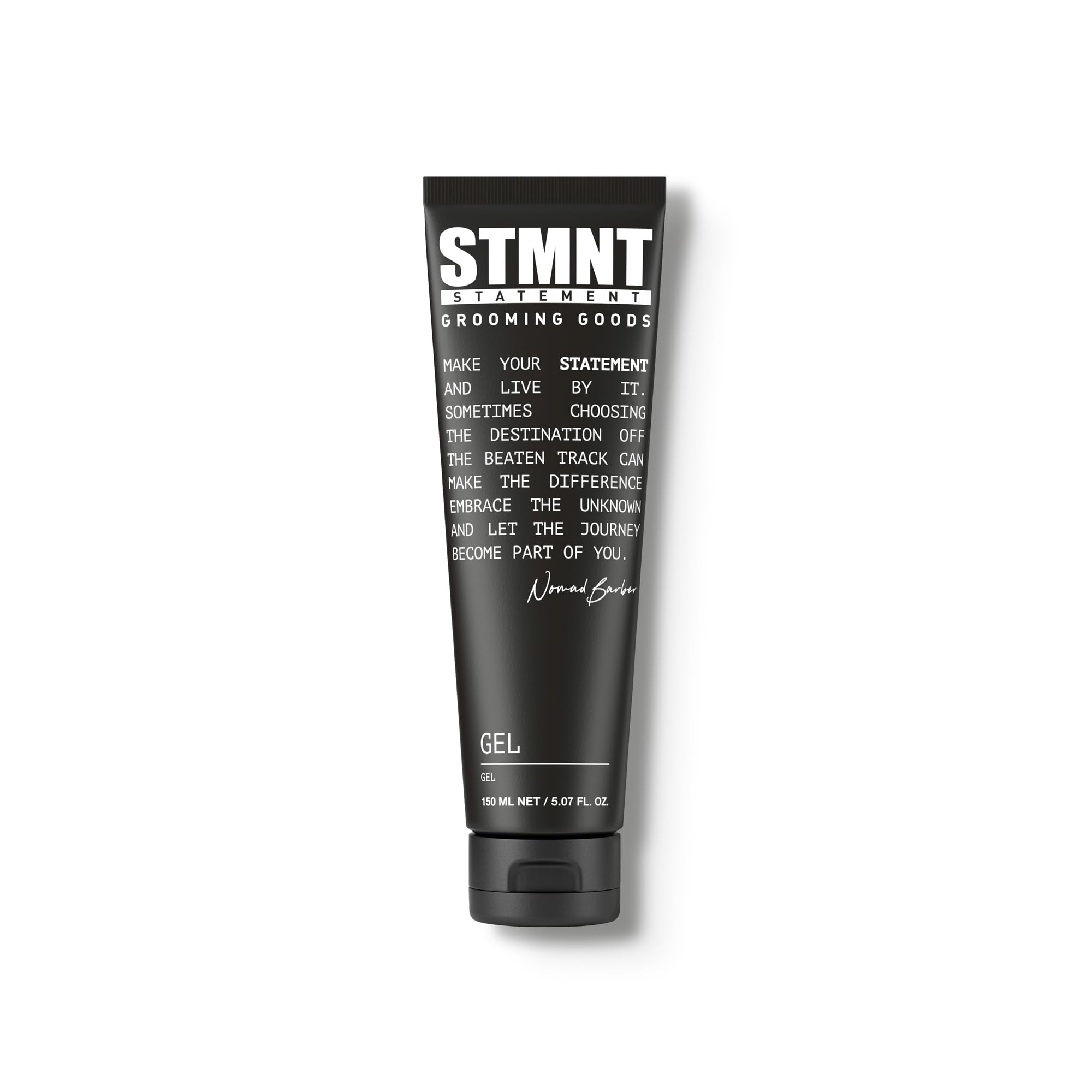 STMNT gel front packaging showing product label and size benefit
