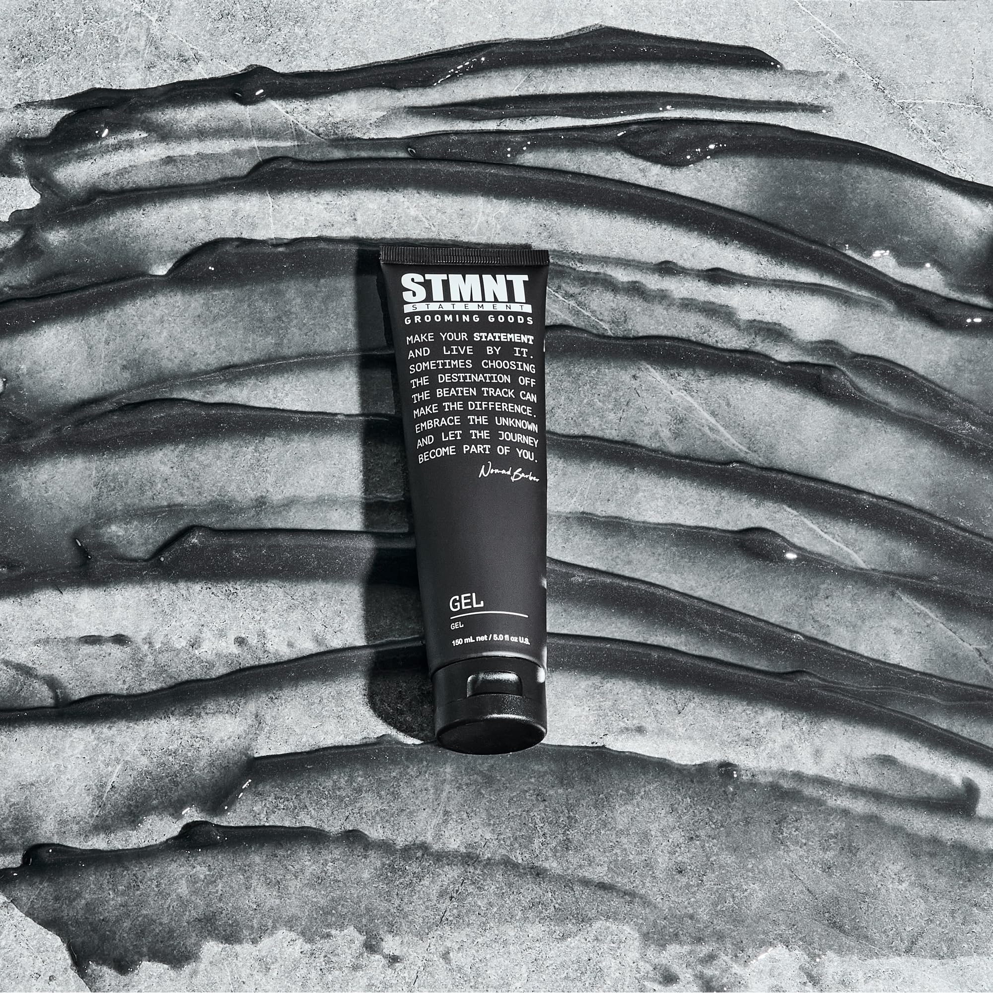 STMNT gel in hand during application demonstrating easy spreadability