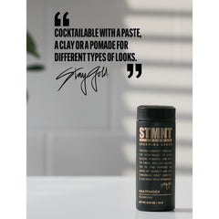 STMNT before-and-after hair showing added volume and natural semi-matte finish