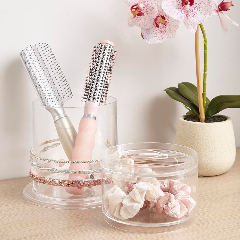 STORi Bella on a styled vanity showing elegant, clutter-free grooming area