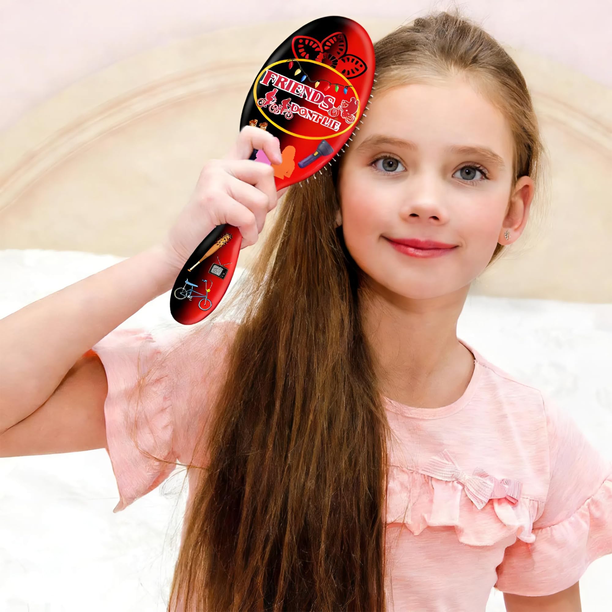 Stranger Theme soft-tipped bristles detail reducing tugging and breakage