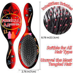 Stranger Theme paddle brush close-up with ergonomic handle for comfort