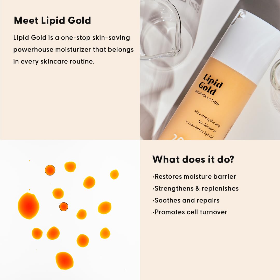 Stratia Lipid Gold ingredient label highlighting ceramides and niacinamide for skin-strengthening