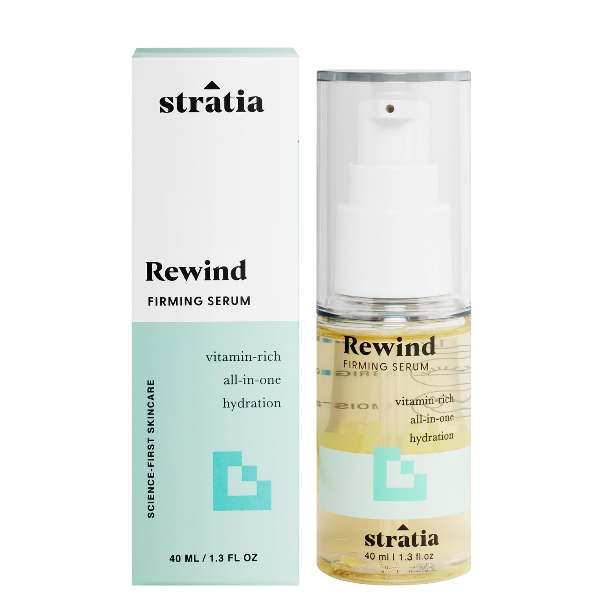Stratia front packaging showing bottle and label, clear branding and benefits