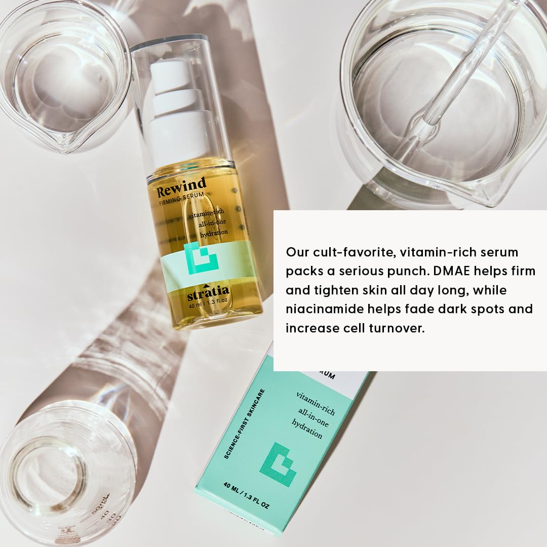 Stratia serum on skin glistening, immediate hydration and plumping effect