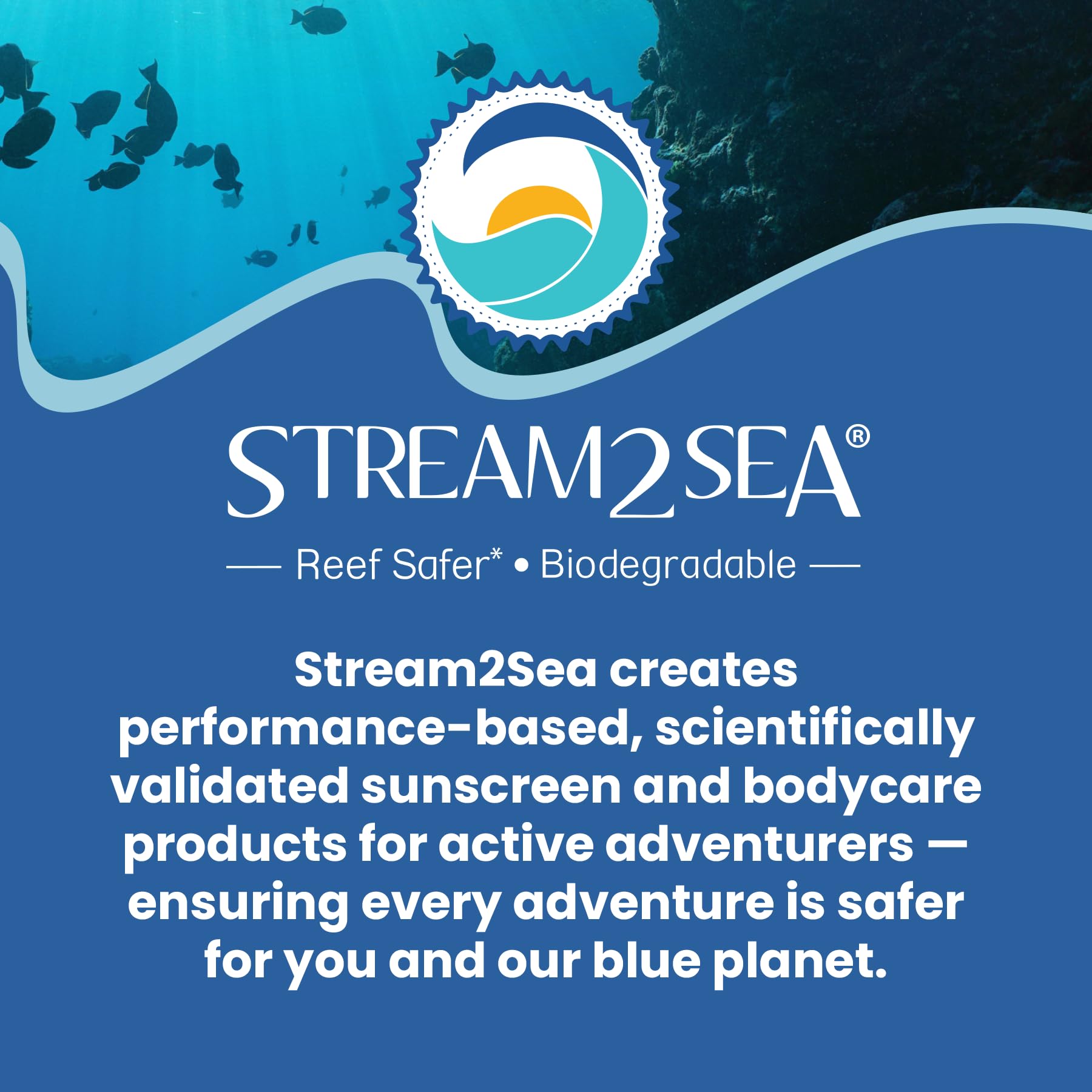 STREAM 2 SEA tube on sandy beach near ocean illustrating ocean-safe biodegradable formula