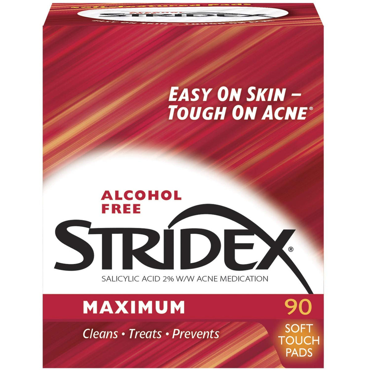 Stridex front packaging two-pack 90 count showing convenience and value