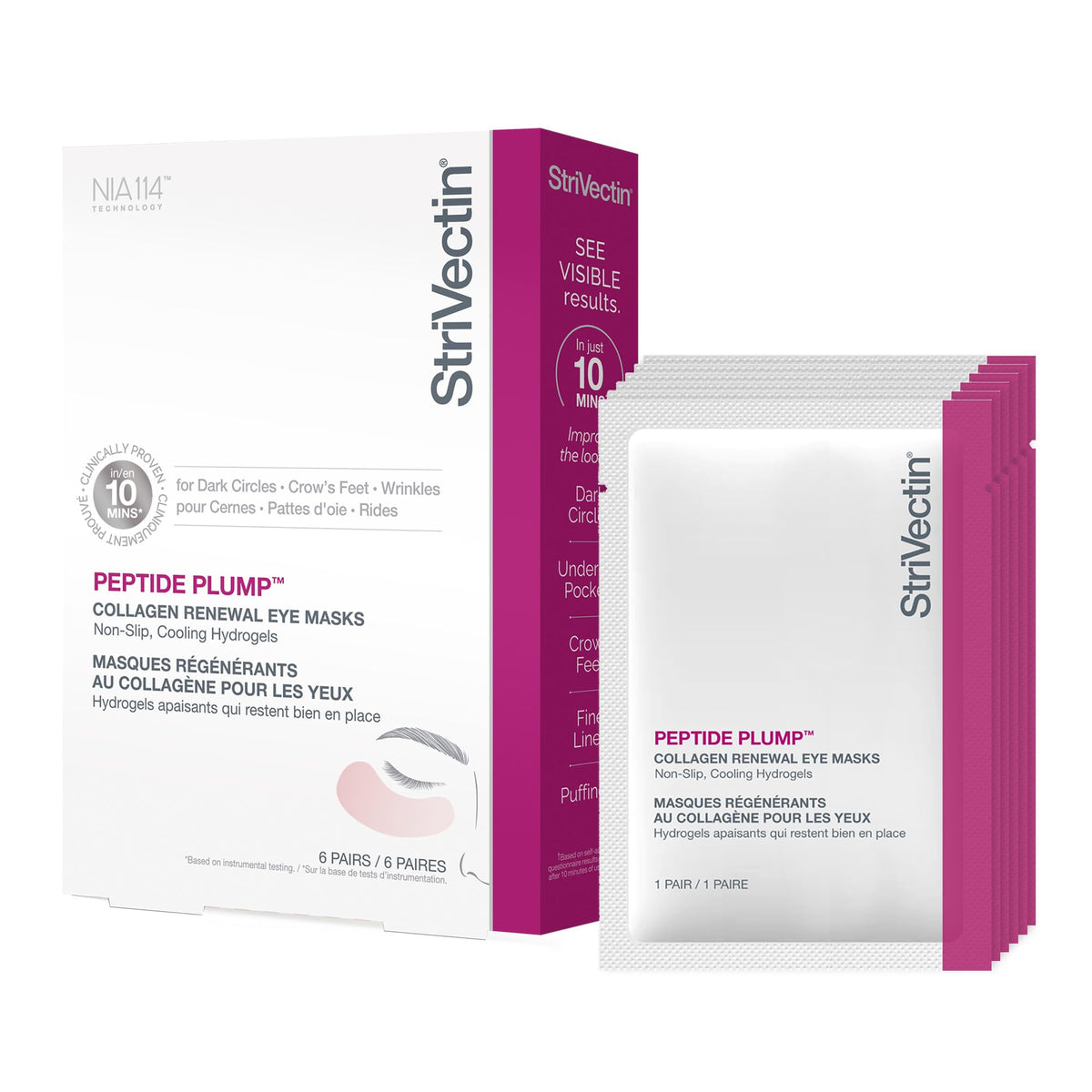 StriVectin front packaging showing six-pack and quick results