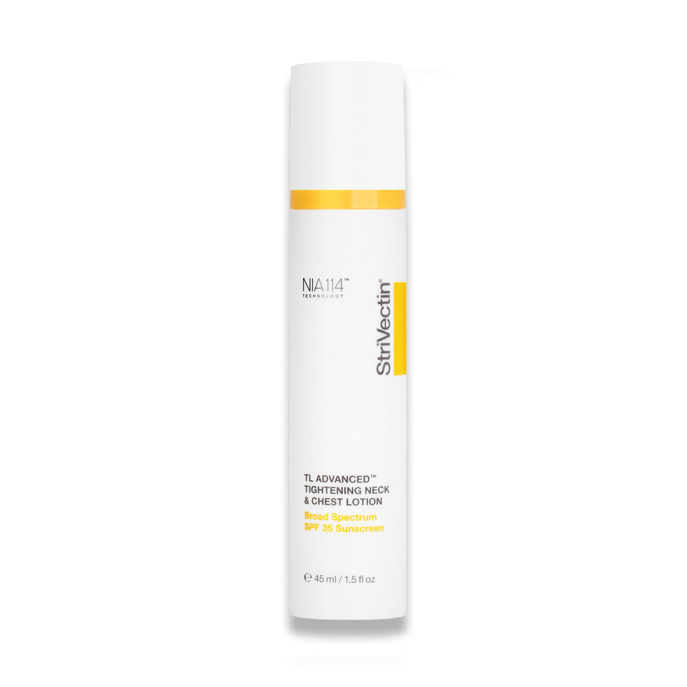 StriVectin front packaging showing tightening neck and chest lotion benefits