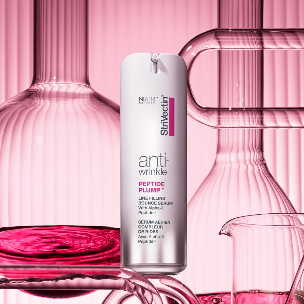 StriVectin on bathroom shelf lifestyle shot suggesting daily skincare routine