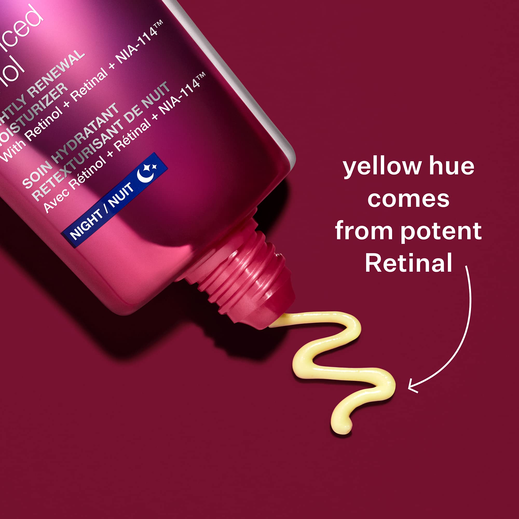 Dispensing equivalent of StriVectin on hand, illustrates product coverage per use