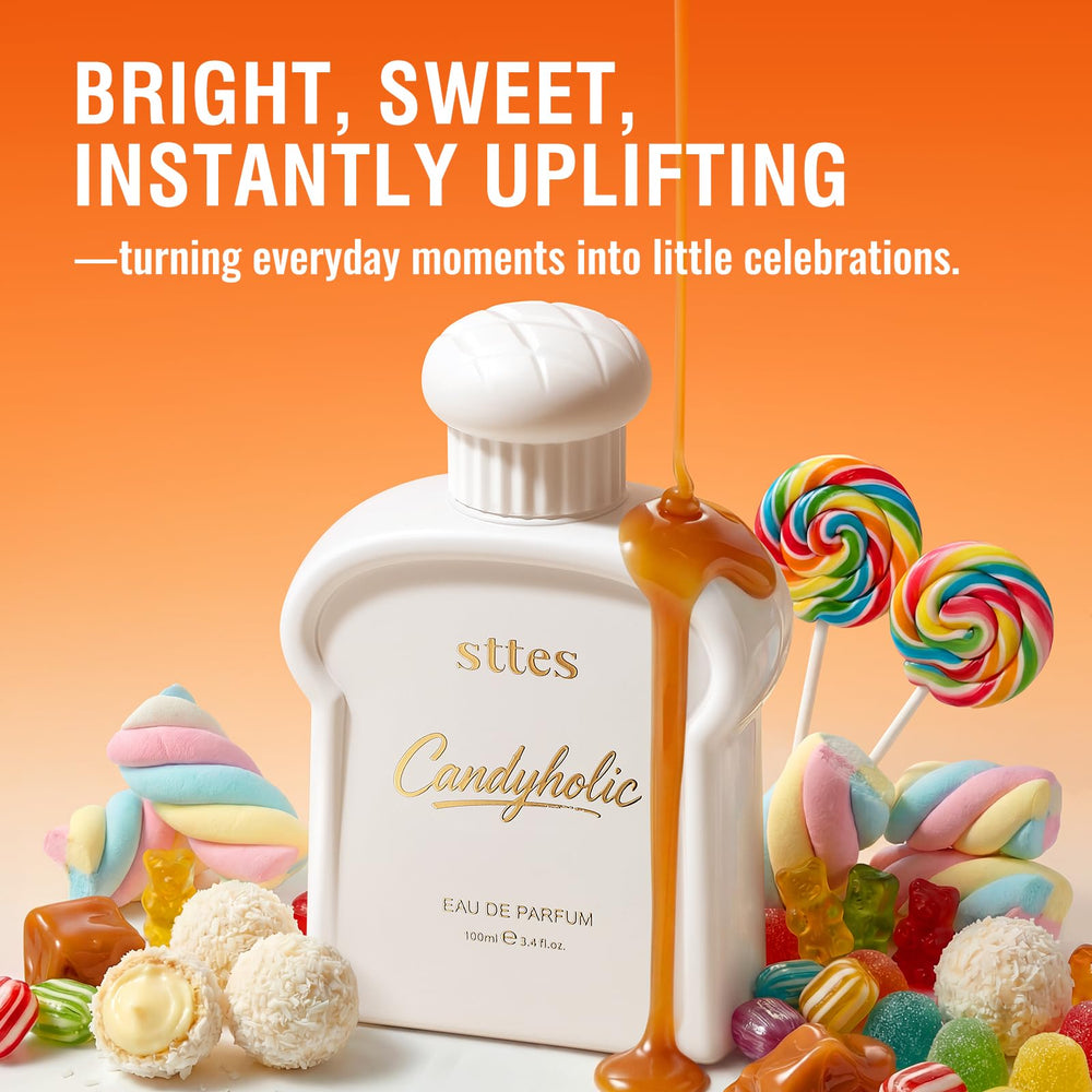Sttes Candyholic pale pink liquid in bottle showing soft creamy color and gourmand vibe