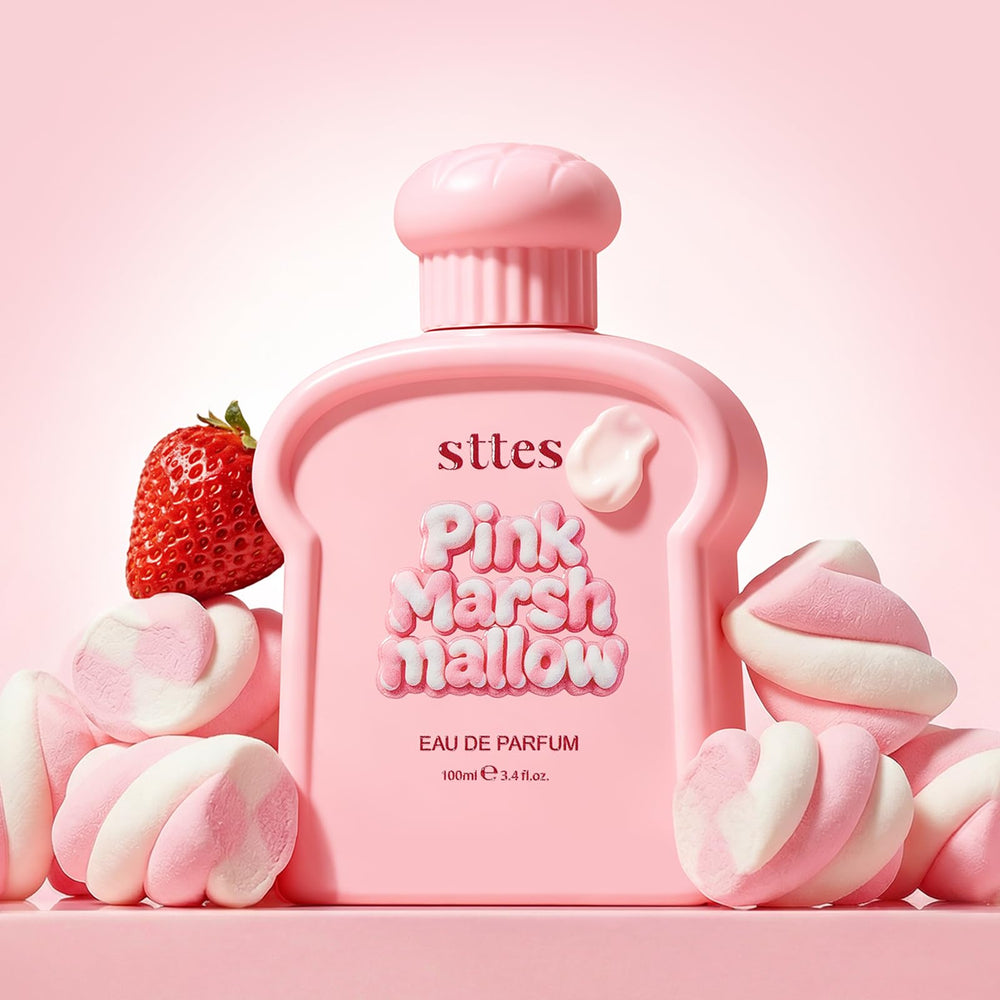 Close-up of strawberry and whipped cream ingredients for Sttes scent clarity