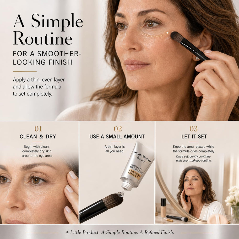 Studio Dermal Beauty before and after under-eye comparison showing smoothing benefit