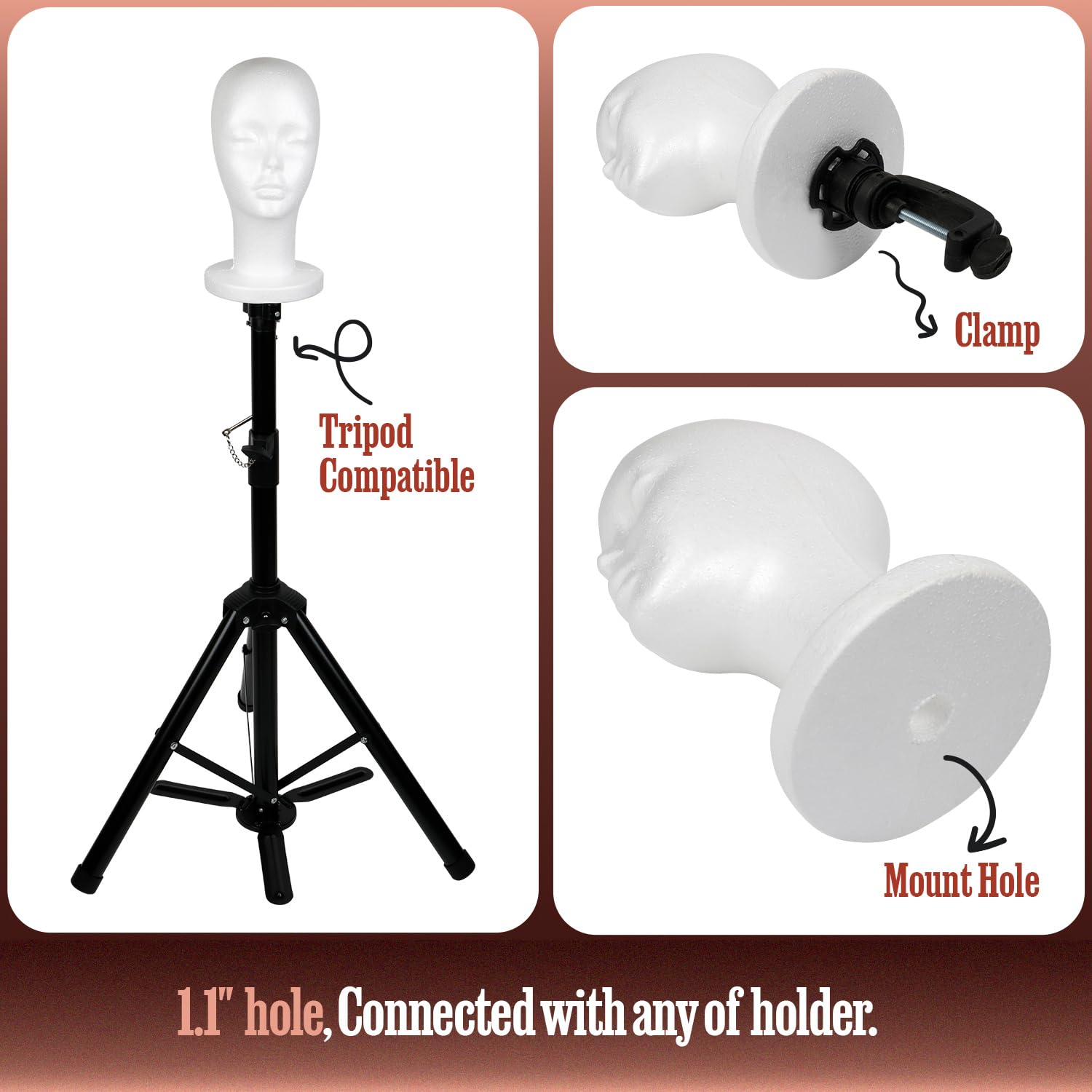 STUDIO LIMITED bottom hole detail showing mounting compatibility with clamps